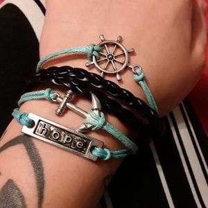 Nautical/hope adjustable bracelet
